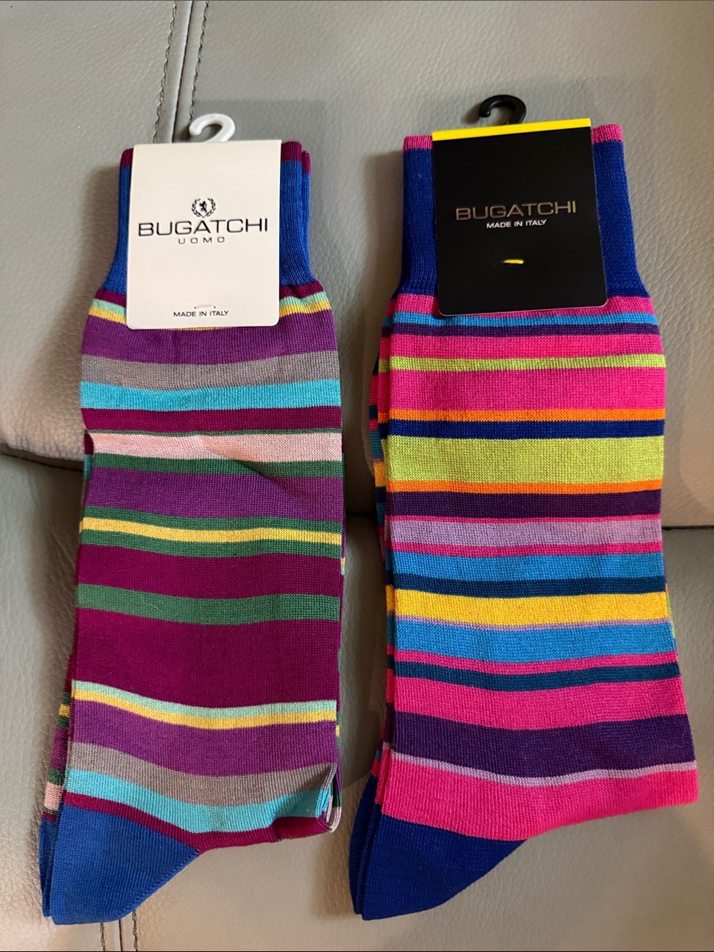 Bugatchi Uomo Men’s Crew Socks 2 Pair NWT Made Italy Mercerized Cotton